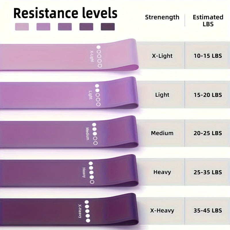Conjunto de 5 Bandas de Resistência QZE para Mulheres - Bandas de Alongamento Versáteis com Níveis Variados, Ideais para Levantamento de Quadril, Modelagem Corporal & Treino de Força, Acessórios de Treino, Agachamento Profundo