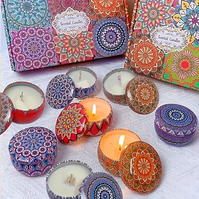 Kit de 4 Velas Aromáticas com 4 Fragrâncias: Gardênia, Fresia, Campainha, Lavanda. Potes Sortidos. Ideal para Yoga, Meditação, Natal, Feriados e Festas. Melhora o Ambiente. Presente Festivo Perfeito. Uso em Todas as Estações