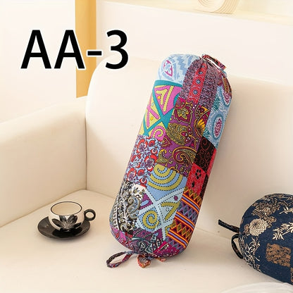 1pc Almofada Cilíndrica Estilo Boêmio com Inserto, Almofada Decorativa Lavável, Fecho de Laço no Pescoço, Costas e Cintura, Adequada para Quarto, Sofá, Escritório, etc., Capa de Tecido de Poliéster L50cm*D20cm com Suporte Ergonômico para o Pescoço, Capa Removível