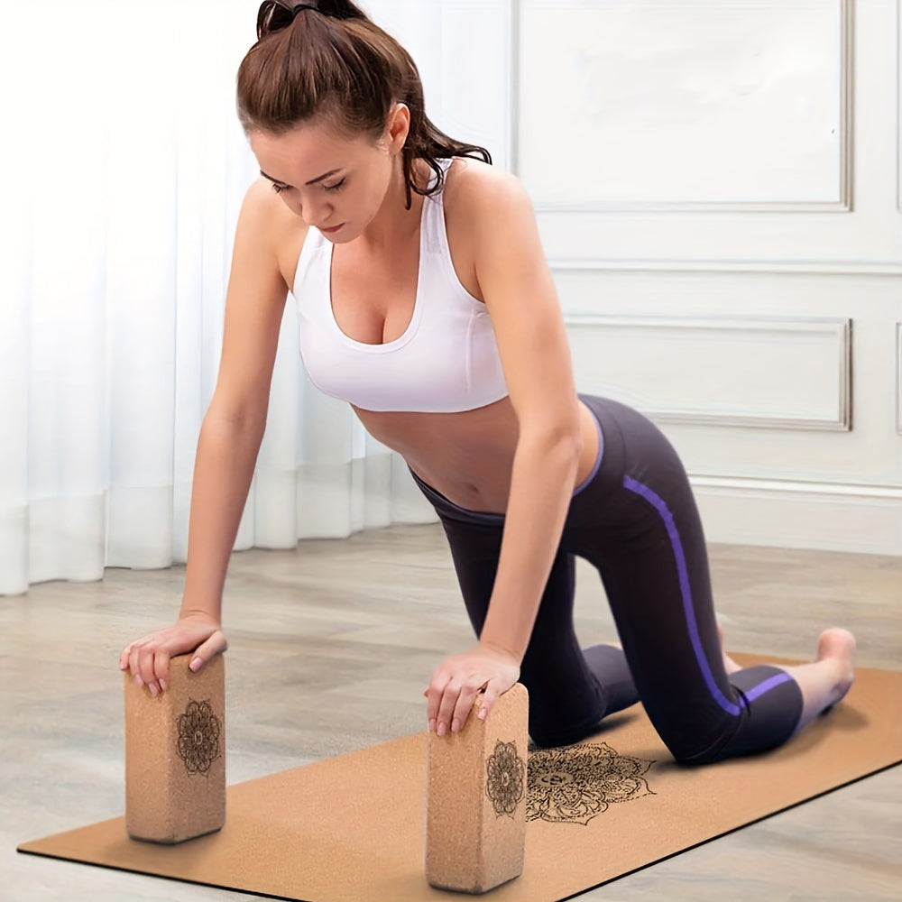 Bloco de Yoga de Cortiça e Madeira, Bloco de Yoga de Alta Densidade, Adequado para Treinamento de Dança, Pressão de Pernas, Fitness Indoor