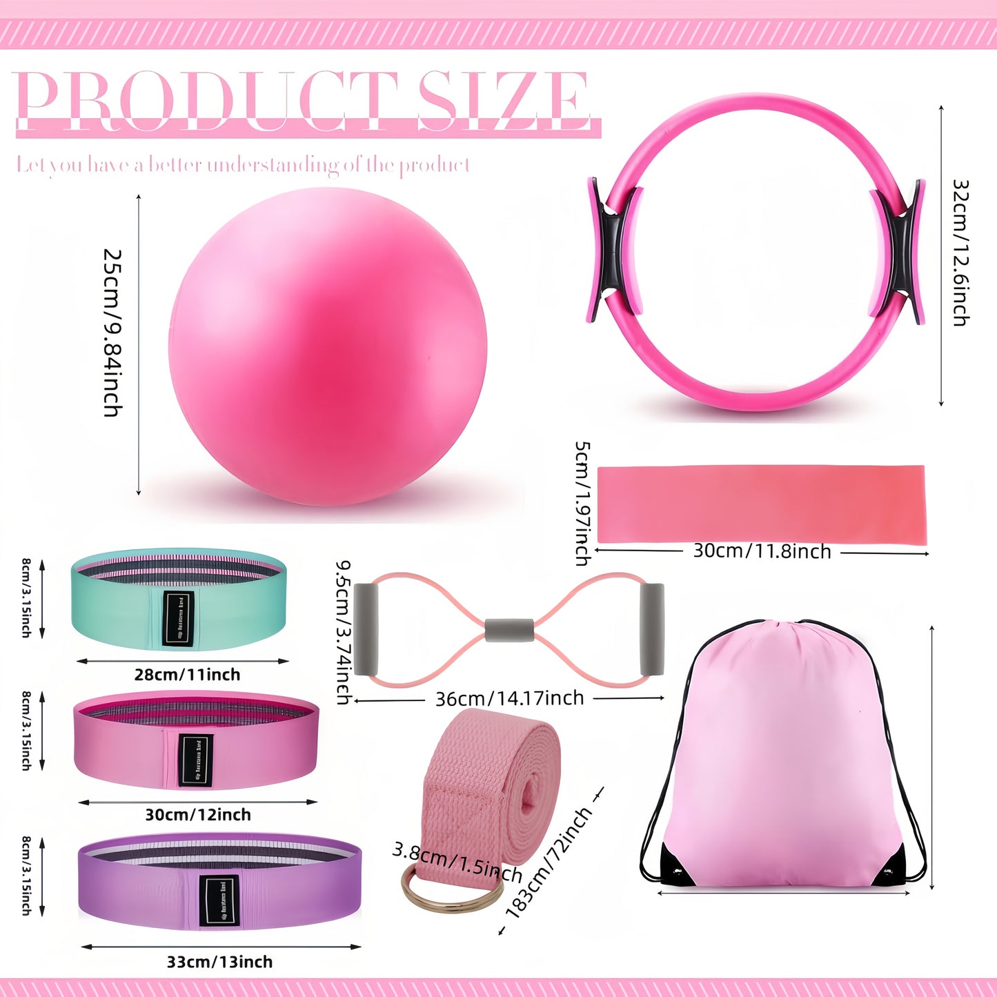Conjunto de 10 peças para fitness de ioga, anel de pilates, bandas de resistência de 8 fios, kit essencial de pilates unissex, equipamento de pilates para casa, acessórios de treino para mulheres, ginásio em casa, pilates em casa, tapete de ioga e bloco de ioga, tapete de ioga com pose, conjunto de tapetes de ioga, kit de pilates para casa, kit completo de pilates para mulheres, equipamento de pilates, kit essencial de pilates, conjunto de pilates, máquina de reformador de pilates