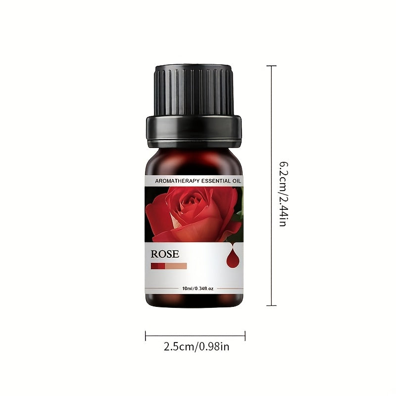 Conjunto de 6 Frascos de Óleos Essenciais | Cada 10ML, Inclui Difusor, Vela, Queimador, Pedra, Humidificador, Uso em Carro & Casa, Presente de Natal Perfeito