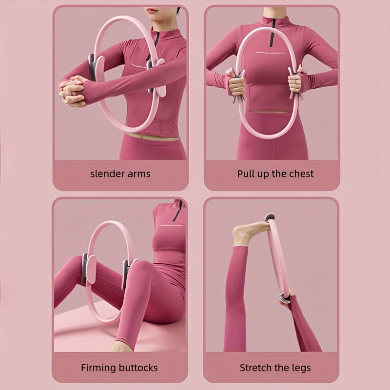 Anel de Pilates Rosa Versátil para Fitness de Corpo Inteiro - Fortaleça, Alongue & Tonifique com Alças de Conforto - Presente Ideal para o Dia das Mães, Dia da Mulher, Dia dos Namorados - Material PP Durável