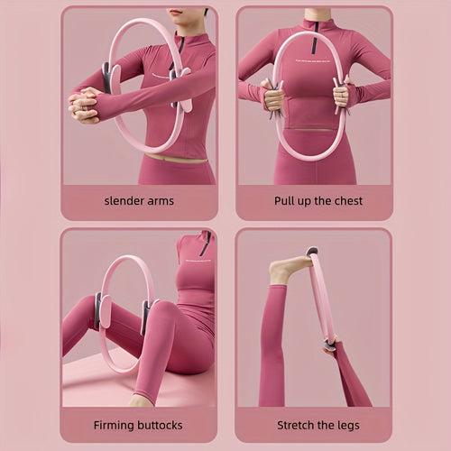 Anel de Pilates Rosa Versátil para Fitness de Corpo Inteiro - Fortaleça, Alongue & Tonifique com Alças de Conforto - Presente Ideal para o Dia das Mães, Dia da Mulher, Dia dos Namorados - Material PP Durável
