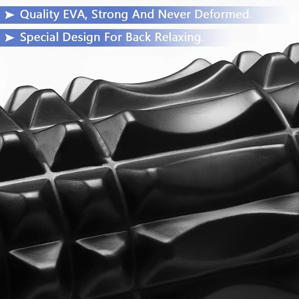 Kit de Rolo de Espuma 4 em 1 Preto com 2 Bolas de Massagem e Bastão de Massagem para Fitness, Yoga e Pilates - Kit Completo para Relaxamento Profundo