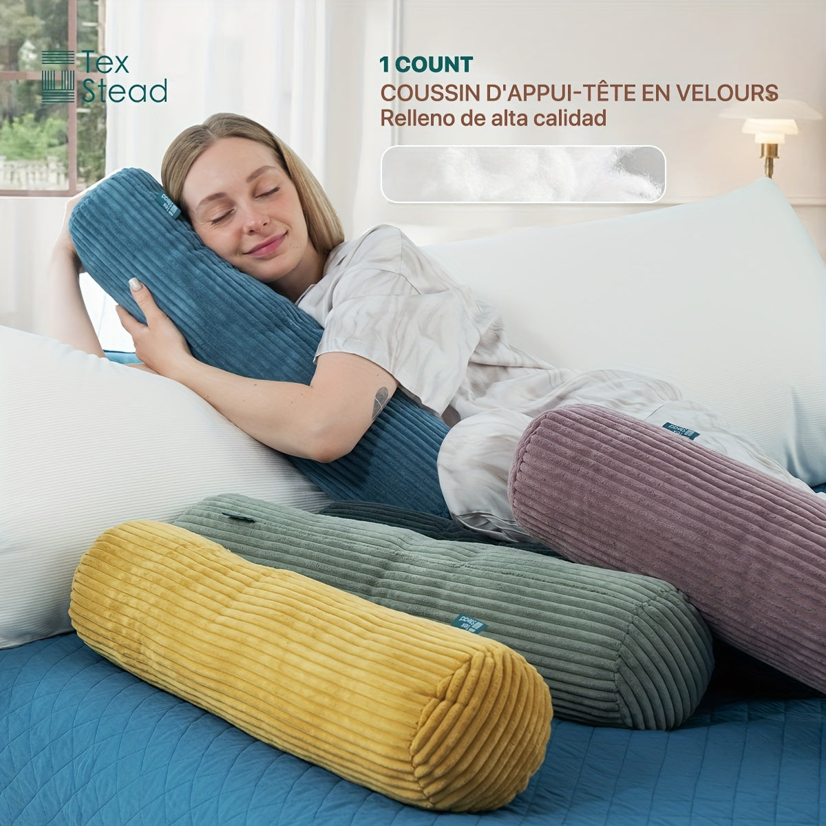 Almofada Roll, Almofada Bolster de Fleece Coral Versátil, Travesseiro Corporal para Suporte ao Dormir, Pernas e Costas, Ideal para Conforto da Coluna e Pescoço, Lavável à Máquina para Decoração de Cama e Sofá, 6 Cores Vibrantes e 3 Tamanhos Disponíveis