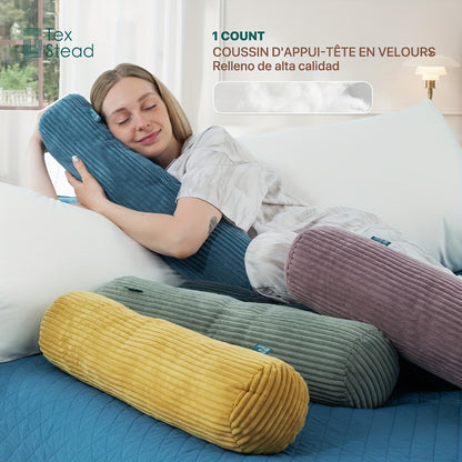 Almofada Roll, Almofada Bolster de Fleece Coral Versátil, Travesseiro Corporal para Suporte ao Dormir, Pernas e Costas, Ideal para Conforto da Coluna e Pescoço, Lavável à Máquina para Decoração de Cama e Sofá, 6 Cores Vibrantes e 3 Tamanhos Disponíveis