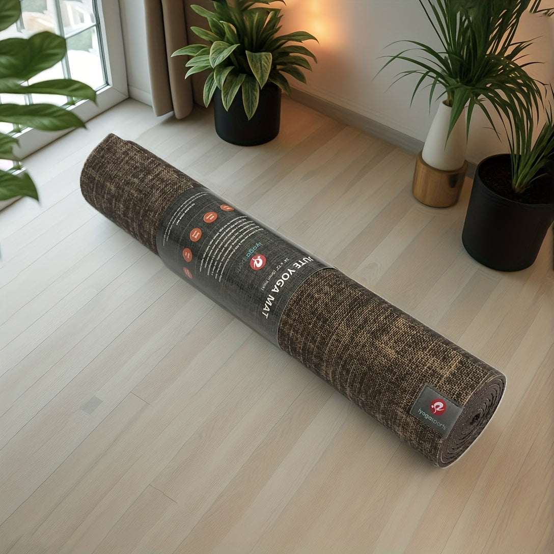 Tapete de Yoga Extra Grande de Juta Natural Reforçado 72x24 Polegadas - Extra Grosso 0.2" (5mm) Antiderrapante, Tapete de Chão Não Tóxico para Ginásio em Casa, Pilates, Yoga, Dança - Tapete de Treino Vegan com Superfície Antiderrapante, Durável e Fácil de Limpar