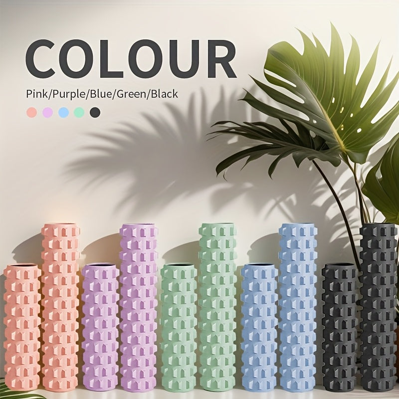 Conjunto de 2 rolos de espuma de alta densidade de tamanho grande, efetivamente ajuda na forma do corpo, material EVA, coluna de ioga estilo dente de lobo 3D, coluna de massagem fascial, adequado para fitness em casa, relaxamento, massagem de ginásio, massagem de longa duração no escritório.