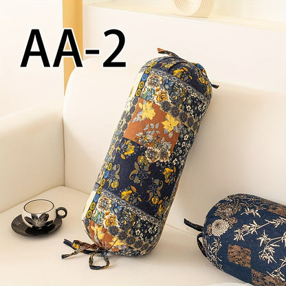 1pc Almofada Cilíndrica Estilo Boêmio com Inserto, Almofada Decorativa Lavável, Fecho de Laço no Pescoço, Costas e Cintura, Adequada para Quarto, Sofá, Escritório, etc., Capa de Tecido de Poliéster L50cm*D20cm com Suporte Ergonômico para o Pescoço, Capa Removível