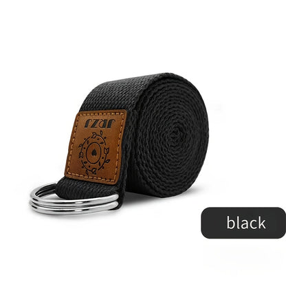 Cinto de alongamento não elástico para Ashtanga Yoga de 1.8m para fitness, abertura de ombro e aquecimento - Sukhame acessório de fitness em fibra de poliéster branco com anéis metálicos, perfeito para exercícios de alongamento, yoga e desporto