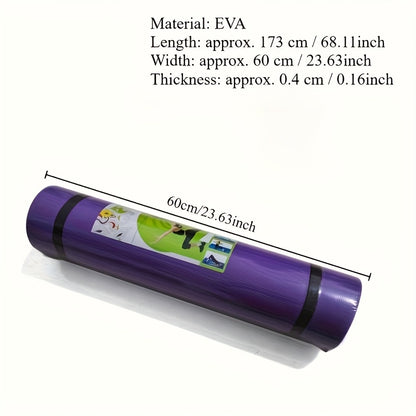 Tapete de Yoga EVA com 4mm de Espessura, Tapete de Exercício de Cor Sólida e Alta Densidade Absorvente de Choques, Pedal para Dança Fitness, Melhora o Conforto ao Treinar, Macio, Durável, Amortecedor e Absorvedor de Impactos, Adequado para Academia em Casa, Yoga, Pilates