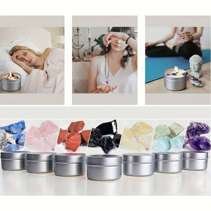 Conjunto de Presente de 7 Velas Perfumadas Coloridas com Pendente de Cristal Natural - 7 Tipos de Velas de Soja com Aromas, Yoga, Natal, Halloween, Presente para Casa para Mulheres e Homens, Ideal para o Natal, Perfeito para o Dia de Ação de Graças