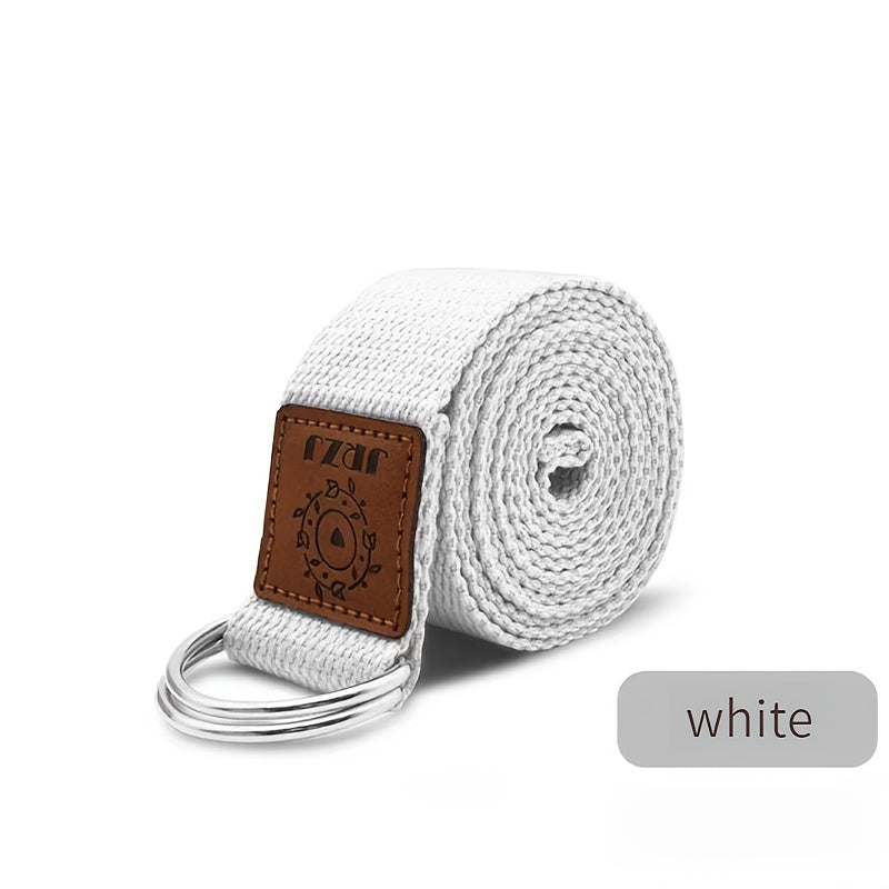 Cinto de alongamento não elástico para Ashtanga Yoga de 1.8m para fitness, abertura de ombro e aquecimento - Sukhame acessório de fitness em fibra de poliéster branco com anéis metálicos, perfeito para exercícios de alongamento, yoga e desporto